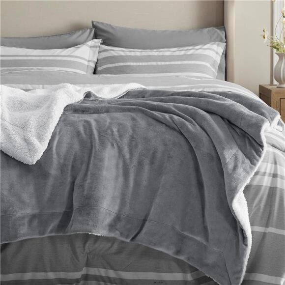 Bedsure Sherpa Fleece Throw Blanket for Couch - Thick and Warm Blanket - Picture 3 of 7